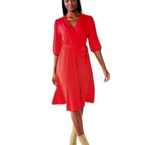 Draper James red fit flared dress size L